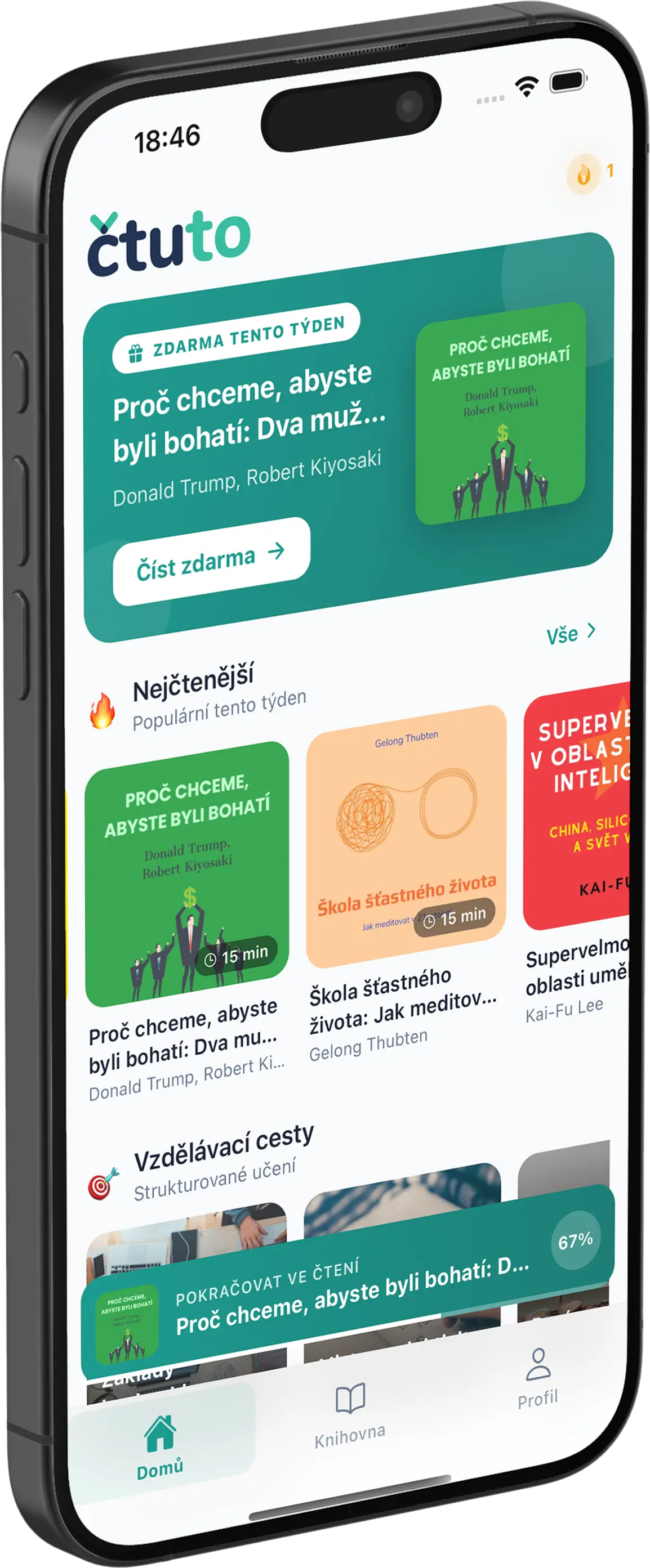 Čtuto mobilní aplikace